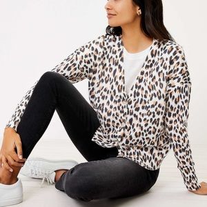 LOFT Cheetah Print V-neck Cardigan